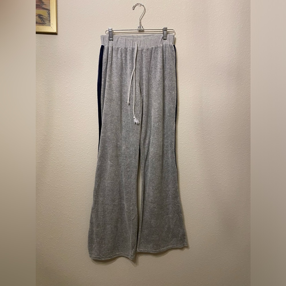 Vintage Y2K Rave Velour Flare Drawstring Stretch Track Pants, Size Medium
